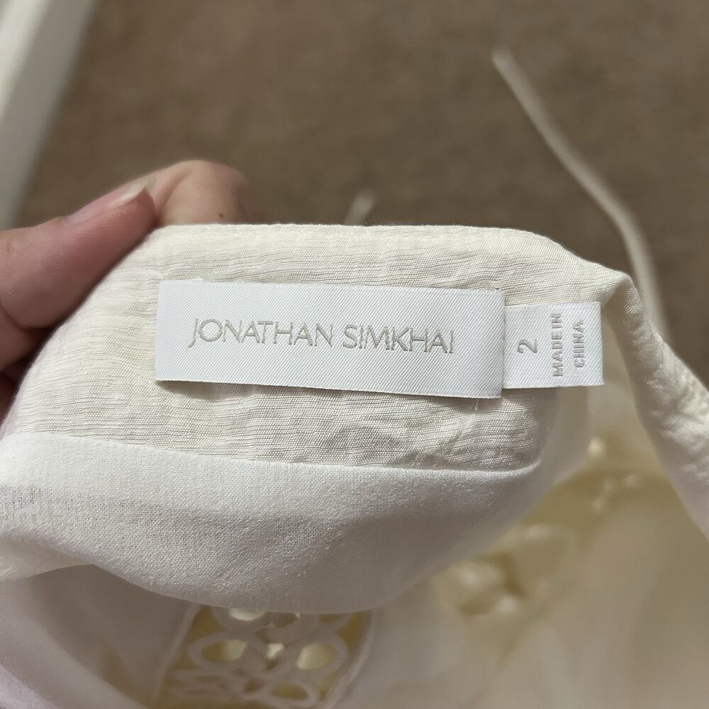Jonathan Simkhai Trista Summer Lace Up Mini In Ivory Size 2 - Picture 8 of 9